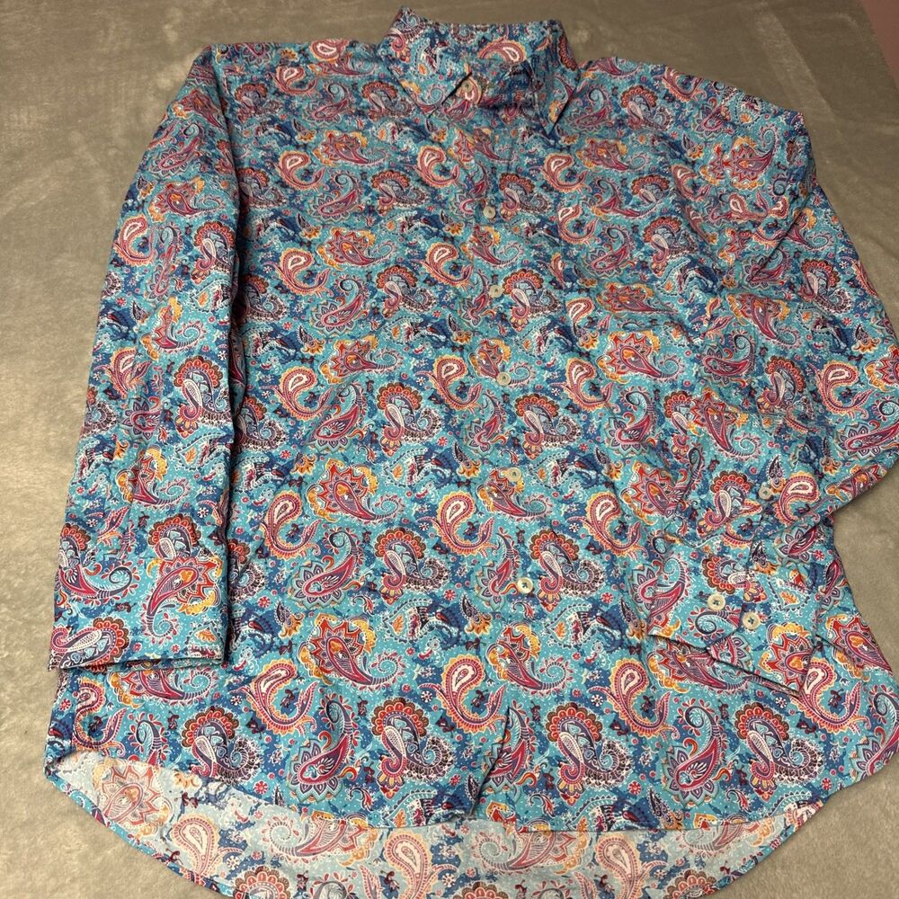 Alan Flusser Sz M Paisley Button Up Shirt
